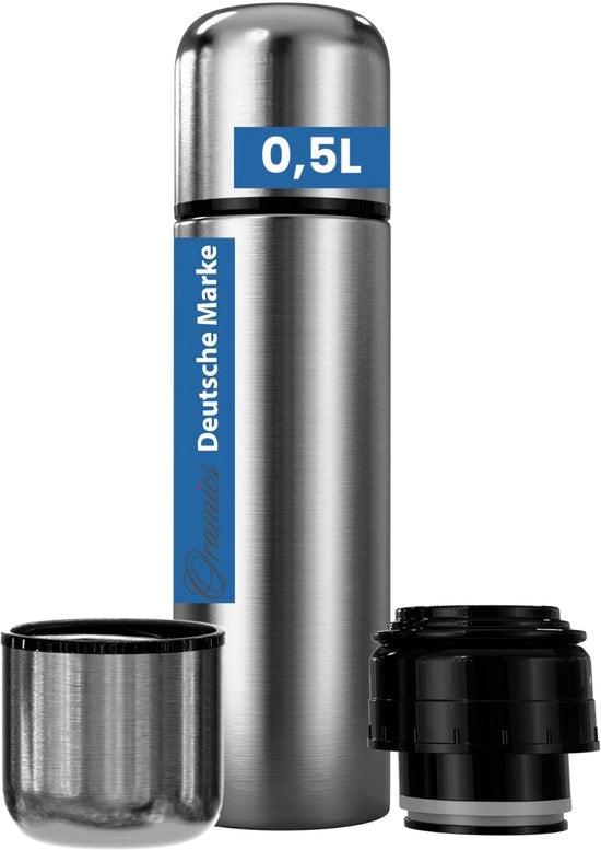 Termos doppio strato in acciaio inossidabile con manopola, contenitore isolato 500 ml, 750 ml o 1000 ml – Termos contenitore isolato che mantiene caldo per 12 ore (500 ml)