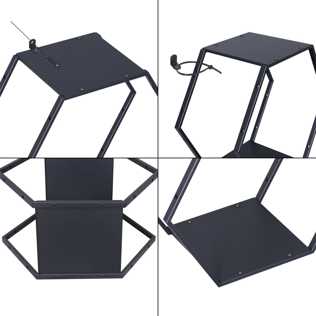 Set Tand 4 Scaffali Esagonali Mensole in Acciaio Scaffali Modulari da Muro o Terra - Nero [en.casa]