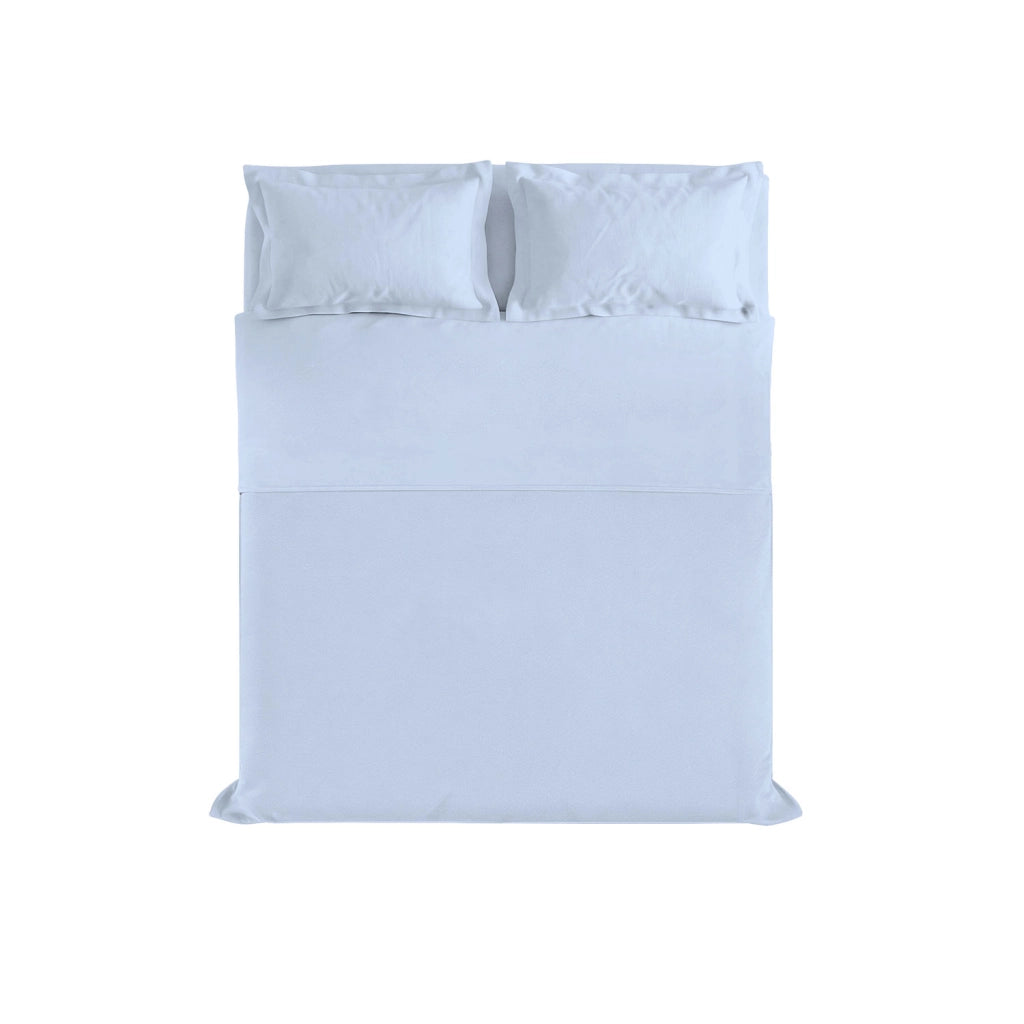 Set Lenzuola Sopra Sotto e Federe Matrimoniale Maxi 180x200 cm Linea Cloe in Raso di Cotone Azzurro
