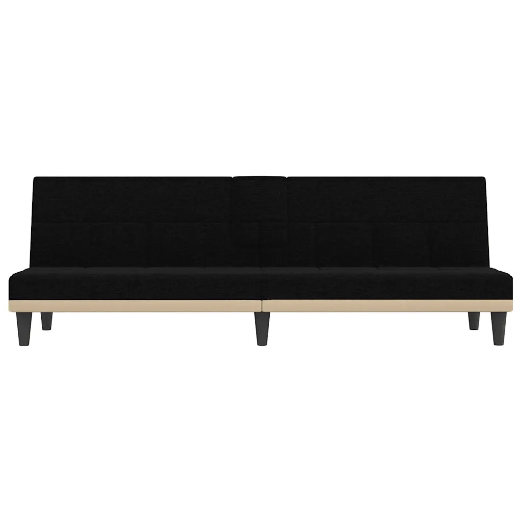 Divano Letto con Portabicchieri in Tessuto Nero 351865