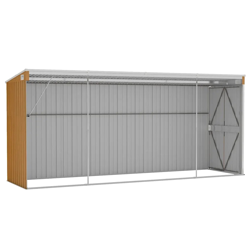 Capanno Giardino a Parete Marrone 118x382x178cm Acciaio Zincato