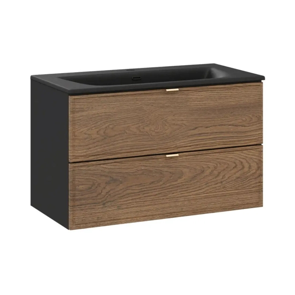 Set da bagno SAVIA : mobiletto sottolavabo 80cm + lavabo incasso nero