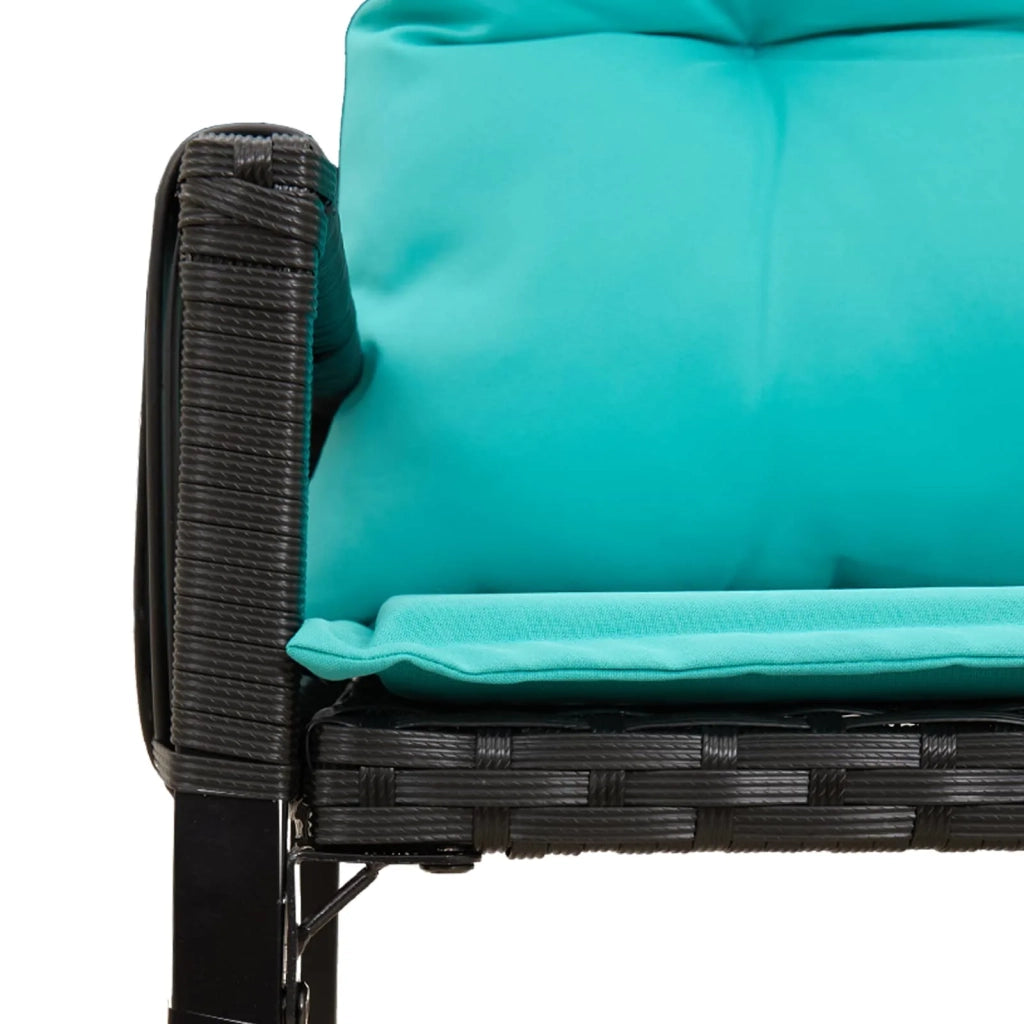 Set di Mobili da Esterno 7 pcs Nero e Turchese polyrattan