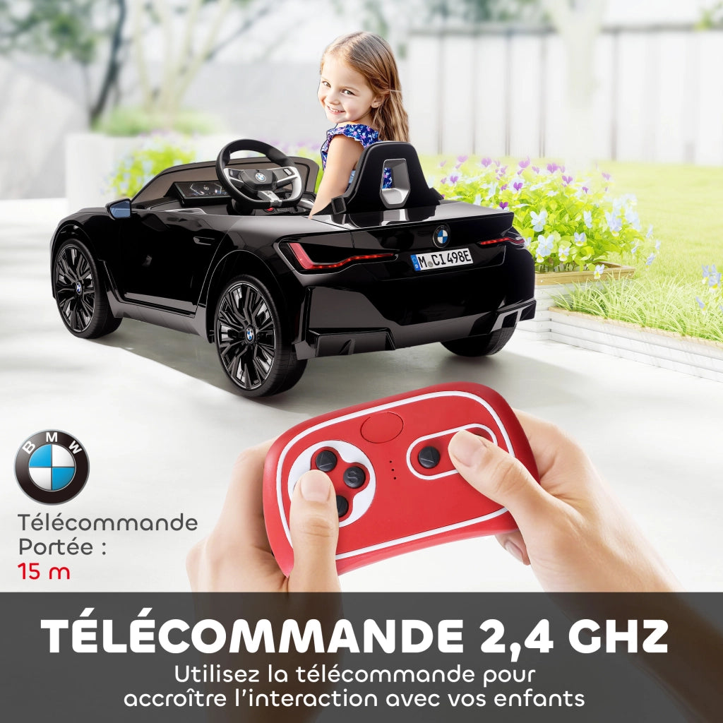 Auto elettrica per bambini BMW I4 12V con telecomando ¨C Zephmum ¨C Nero 115x67x45 cm