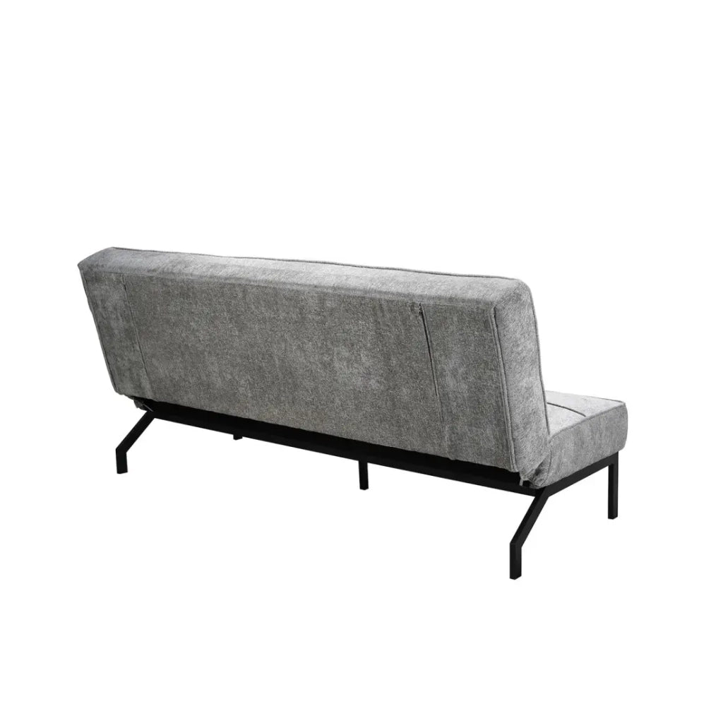 Divano letto CALMORA – Tessuto grigio – Materasso integrato – Struttura in legno – Design compatto ed elegante