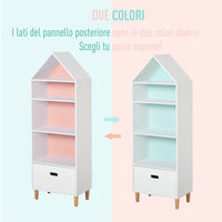 Libreria 4 Ripiani 1 Cassetto 50x30x142 cm  Bianco e Azzurro