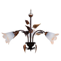 Lampadario 3xE14 Montatura Marrone Ramato Vetro Bianco Sfumato Ambra E-Energy Giulia