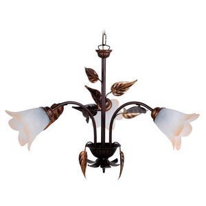 Lampadario 3xE14 Montatura Marrone Ramato Vetro Bianco Sfumato Ambra E-Energy Giulia