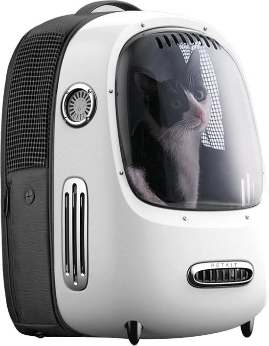 Zak per Animali da Compagnia, Ventilatore Integrato e Lampada LED, Buona Ventilazione, Peso Leggero, Capsula per Animali Portatile, Borsa per Gatti, Batterie Non Incluso (Bianco)