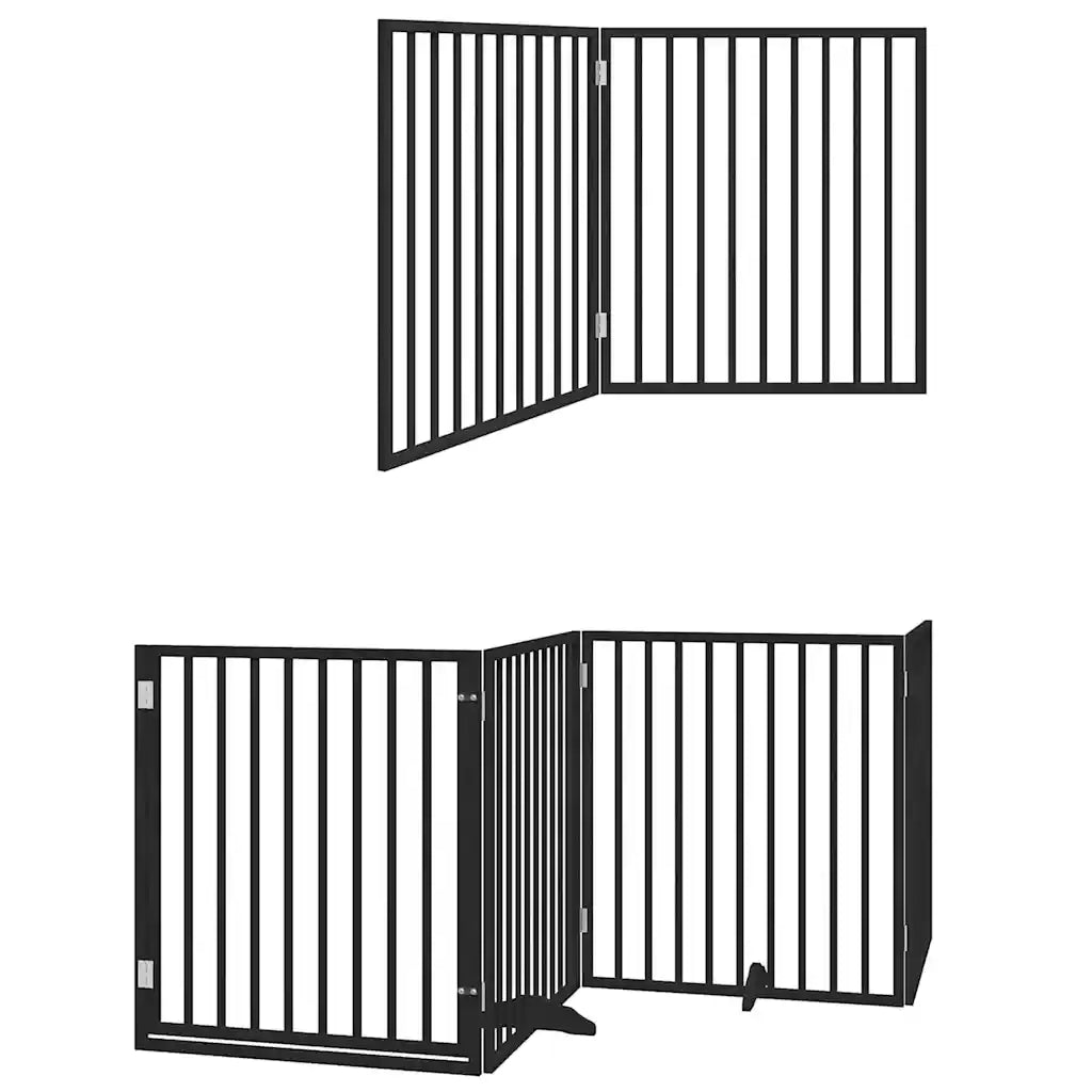 Cancello per Cani Porta Pieghevole Nero 6 Pannelli 480cm Pioppo 3155573