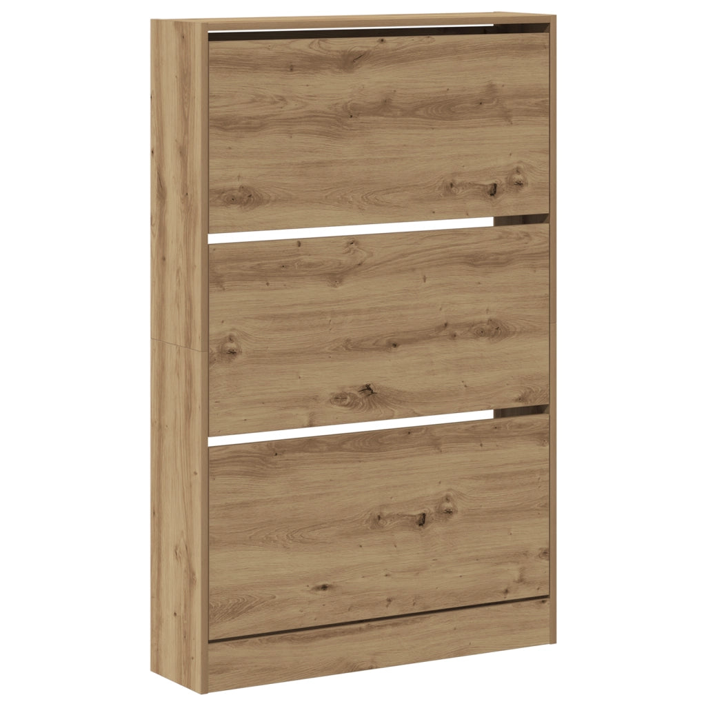 Cabinet per scarpe in rovere artigianale 80x21x125,5 cm in legno ingegnerizzato
