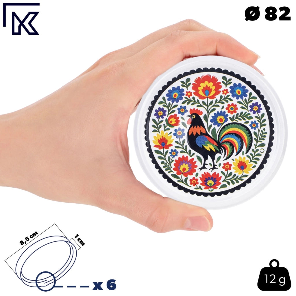 KADAX Wieczko fi82 kolorowy kogut F-04 pakiet 10sz