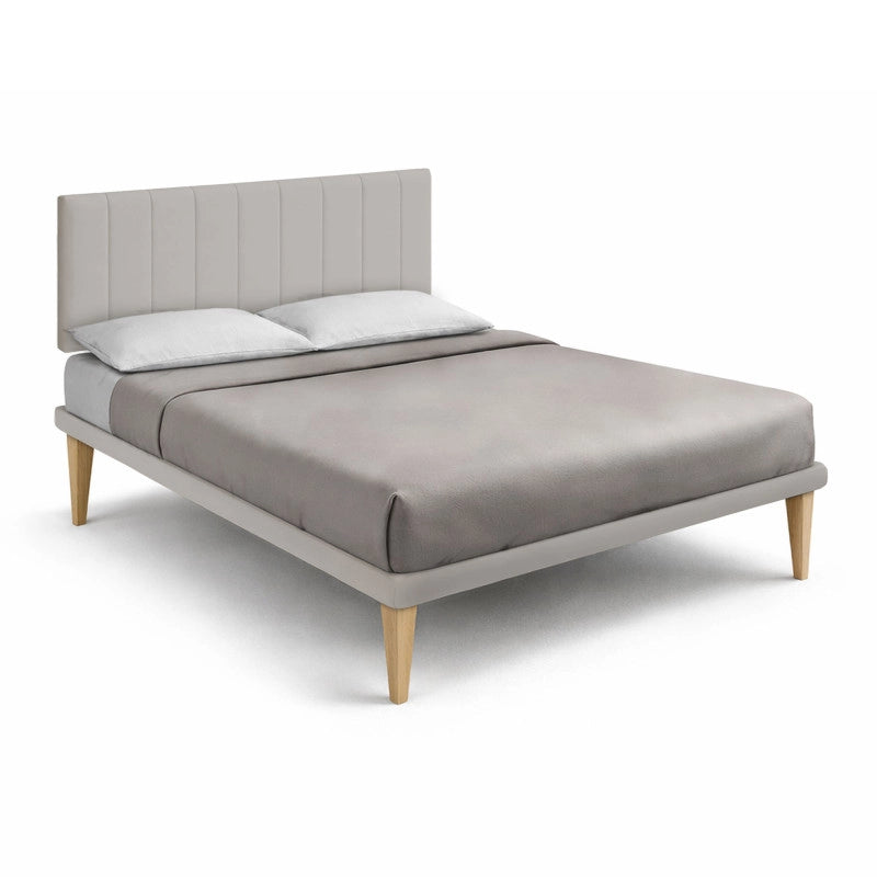 Letto imbottito Letto Matrimoniale alla Francese 140x200 cm Vertical - Similpelle,Tortora,Con rete