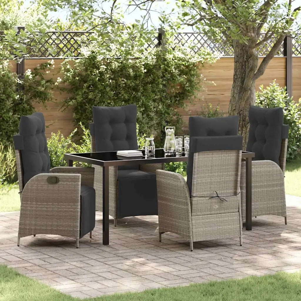 Set da Pranzo per Giardino 5 pcs Grigio chiaro polyrattan 3380571