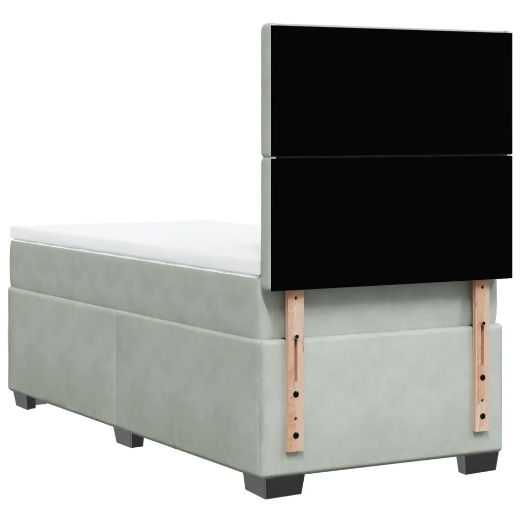 vidaXL Giroletto a Molle con Materasso Grigio Chiaro 100x200cm Velluto