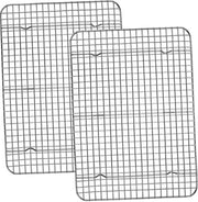 Set di 2 raccoglitori per piatti in acciaio inossidabile, grande formato rettangolare per piatti, raffreddamento, cottura e griglia, 39×28,5×2 cm, salutare, inossidabile e lavabile in forno a microonde.