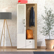 Vique, Mobile da Ingresso Specchio Incluso, 87x36x197h cm Bianco Crema