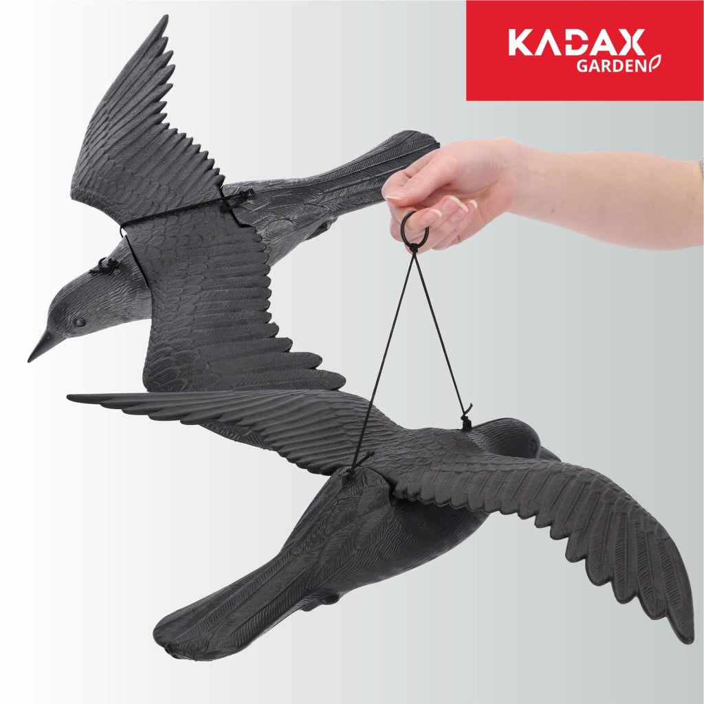 KADAX Grande dissuasore per uccelli a forma di corvo, ideale per allontanare piccioni, storni e uccelli in volo sul balcone (2 pezzi)