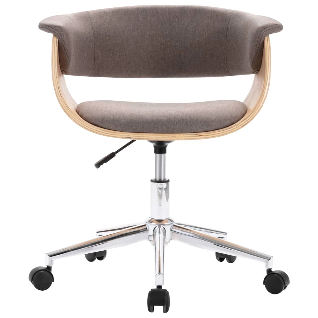 Sedia girevole da ufficio/studio in legno curvato e tessuto color tortora 02_0024177