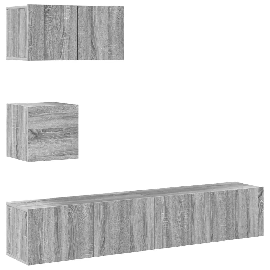 Set di Mobili Porta TV 4 pz Grigio Sonoma in Legno Multistrato cod mxl 20231