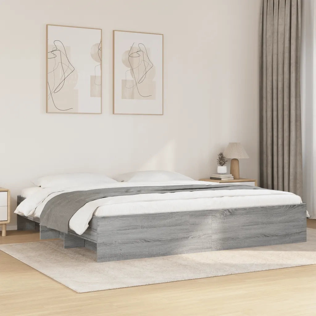 Letto matrimoniale | Letto per adulti | Giroletto Grigio Sonoma 200x200 cm in Legno Multistrato