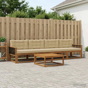 Set di divani da esterno con cuscino 5 pcs Naturale e Beige 3382326