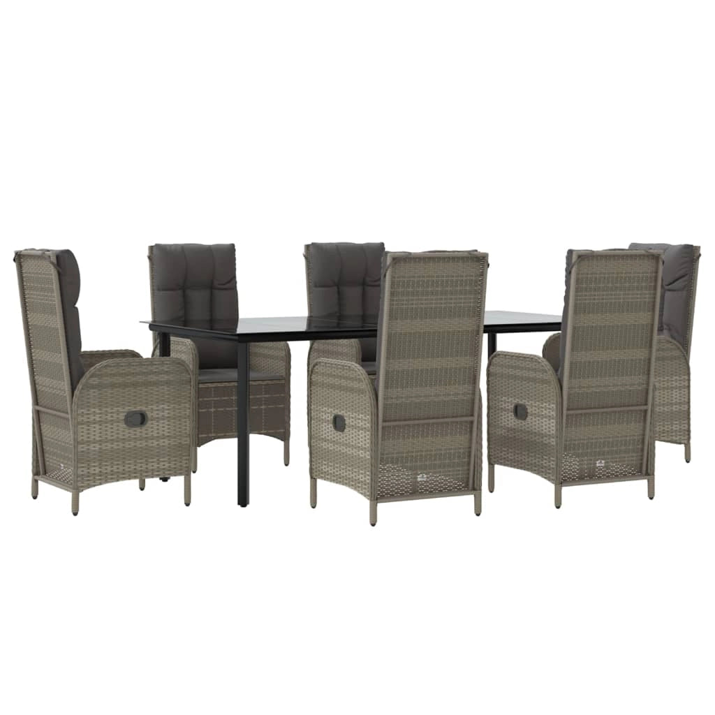 Set da pranzo da giardino in rattan nero e grigio da 7 pezzi con cuscini 02_0014903