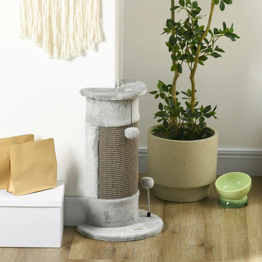Tiragraffi per Gatti con Poste in Sisal e Palline ¨C zephmum ¨C Grigio 34x25.5x58 cm
