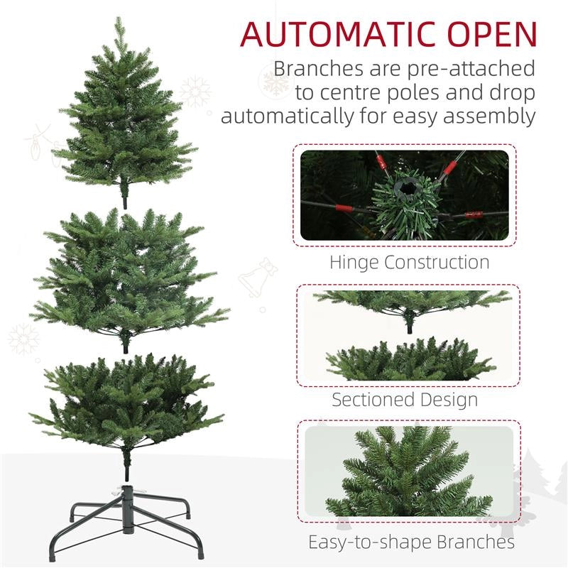 ALBERO DI NATALE ARTIFICIALE ALTO 180 CM CON 818 RAMI E BASE IN ACCIAIO PER INTERNI VERDE