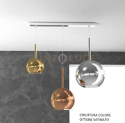 SOSP. OTTONE SAT. RETTANGOLARE 3 LUCI VETRI (GRANDE CR + MEDIO RA + PICCOLO OR) 1155OS-S3 RMIX-MC