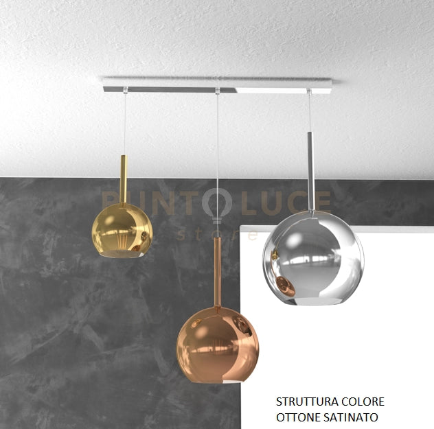 SOSP. OTTONE SAT. RETTANGOLARE 3 LUCI VETRI (GRANDE CR + MEDIO RA + PICCOLO OR) 1155OS-S3 RMIX-MC