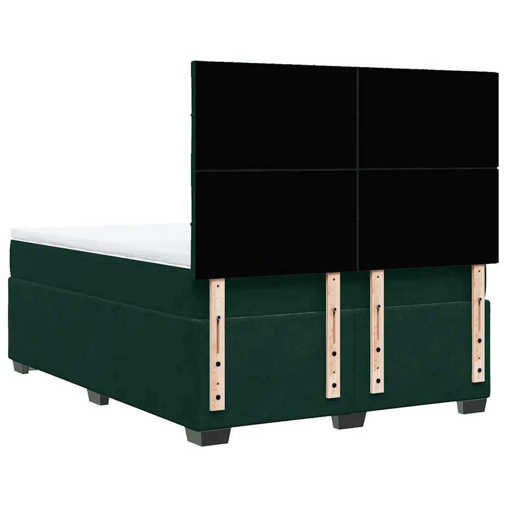 vidaXL Giroletto a Molle con Materasso Verde Scuro 160x200 cm Velluto