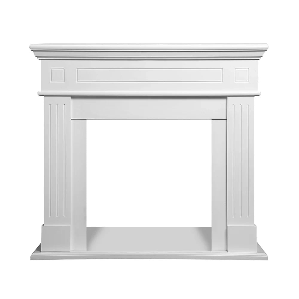 Cornice per camino rivestimento in legno L110xP36xH100 Cambridge Bianco