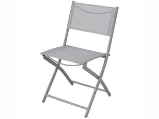SEDIA PIEGHEVOLE CON SEDUTA IN TEXTILENE  colore:grigio  cm.51x46x81h.  peso kg.2,8    VETTE