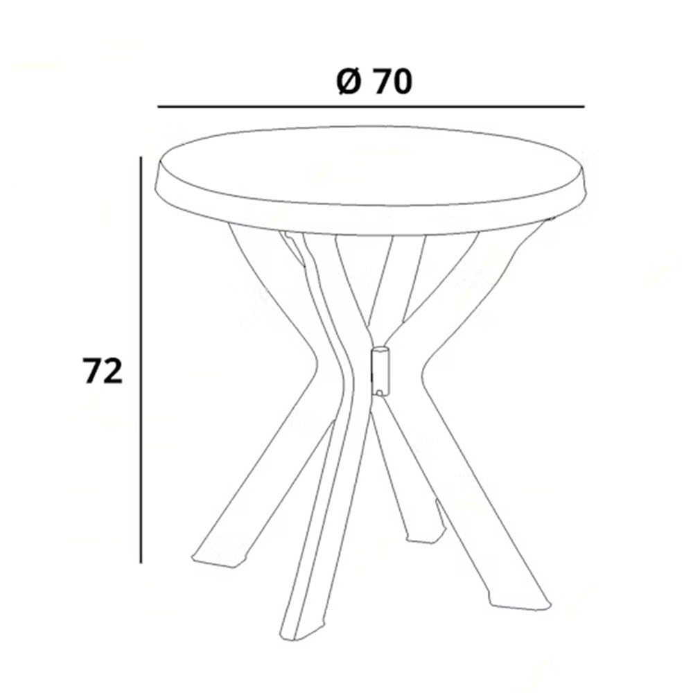 Trade Shop - Tavolo Rotondo Da Giardino Don Bianco Resistente 70xh72cm Arredo Da Esterno 012139 -