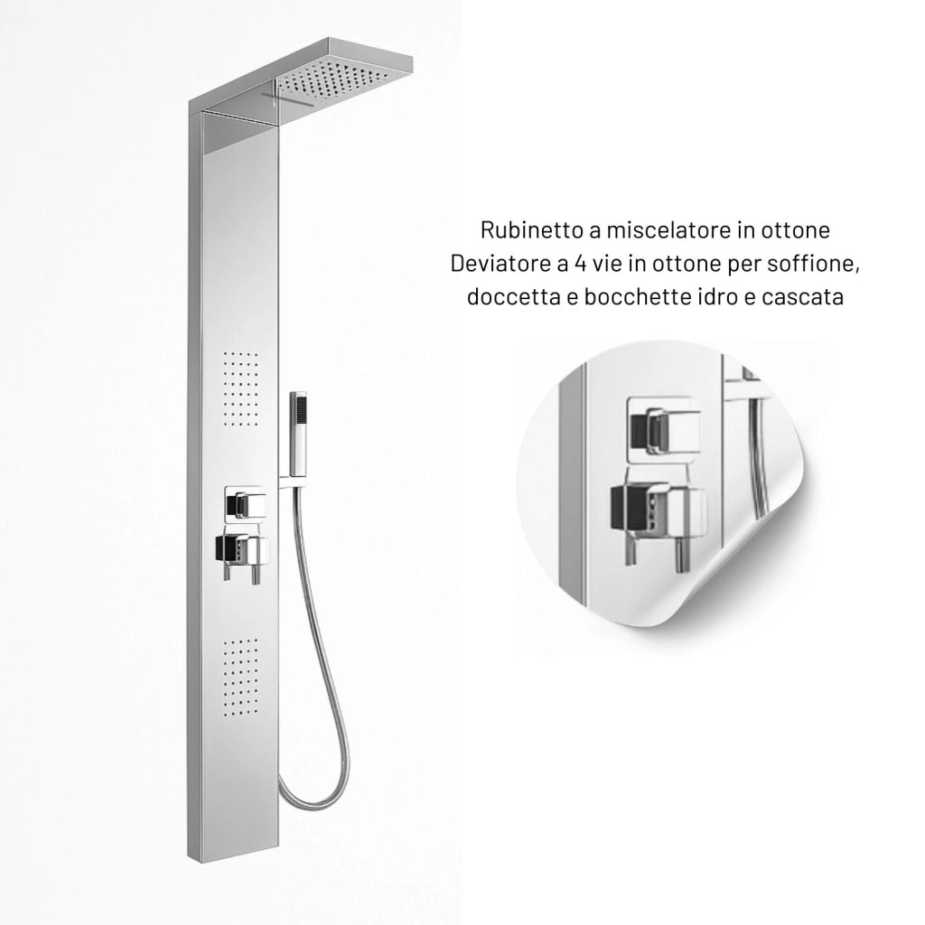 Colonna doccia 002 4 funzioni acciaio inox getto a cascata 2 bocchette idro lombari l20xp44xh170 *** finitura- cromo ...
