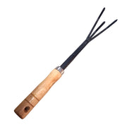 RASTRELLO GIARDINO ATTREZZI 3 DENTI MANICO LEGNO STRUMENTI FORCHETTA UTENSILI