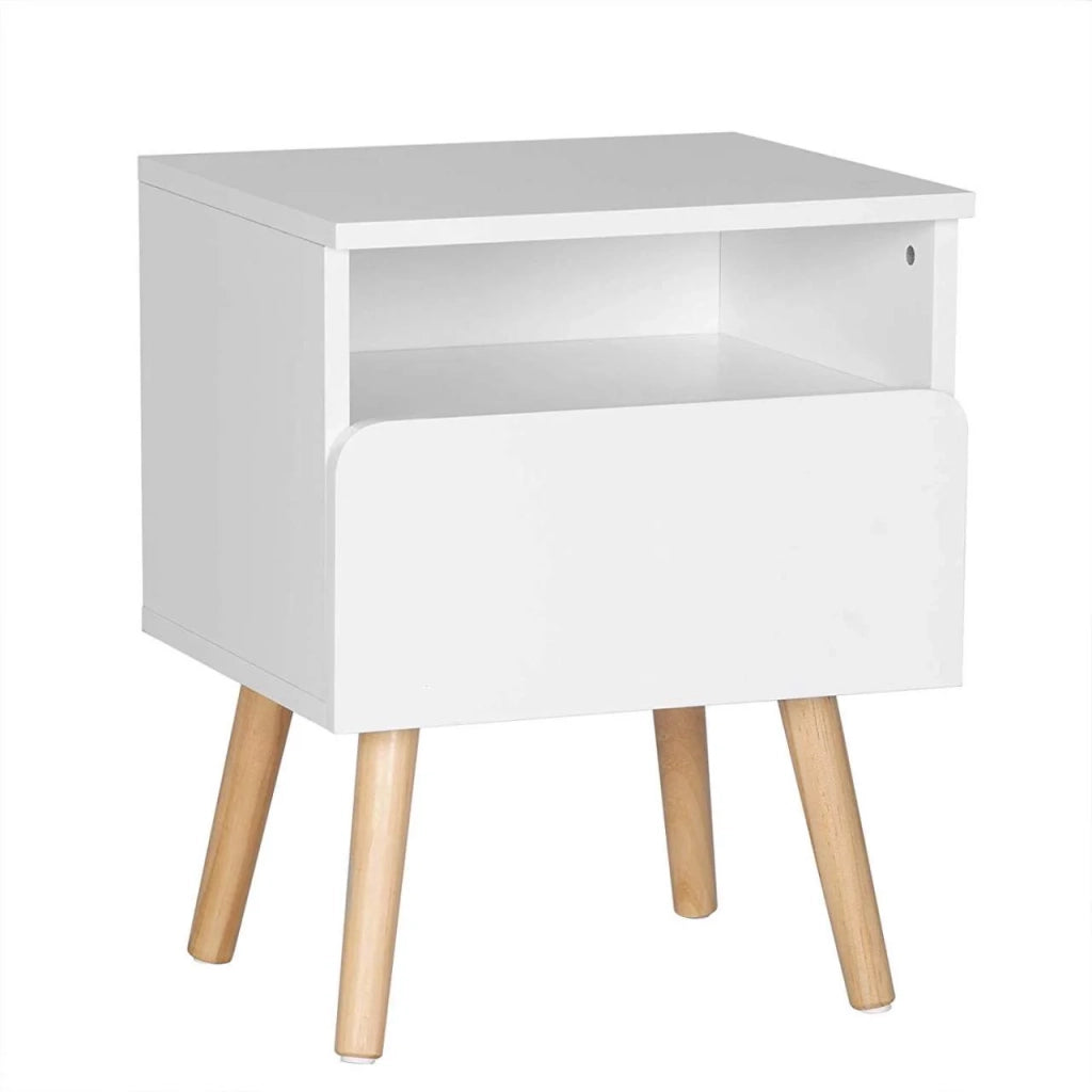 Comodino con cassetti e vano in legno bianco 19_0000457