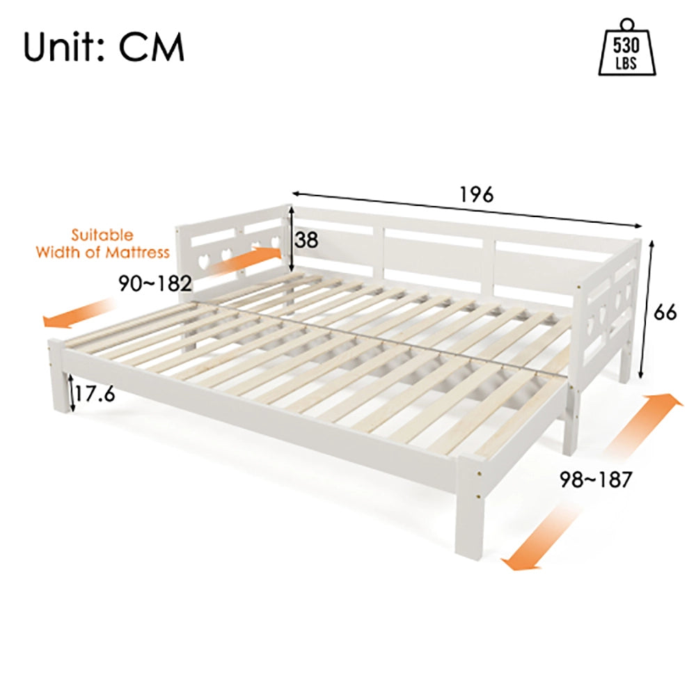 Letto a scomparsa per adulti - Xylo - 90x190cm - Pino massiccio - Bianco