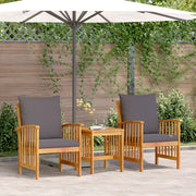 Set da Giardino 3 Pezzi con Cuscini in Legno Massello di Acacia