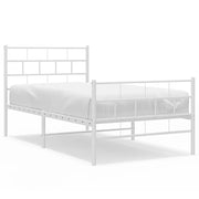 Letto singolo | Letto per adulti | Giroletto con Testiera e Pediera Metallo Bianco 100x190 cm