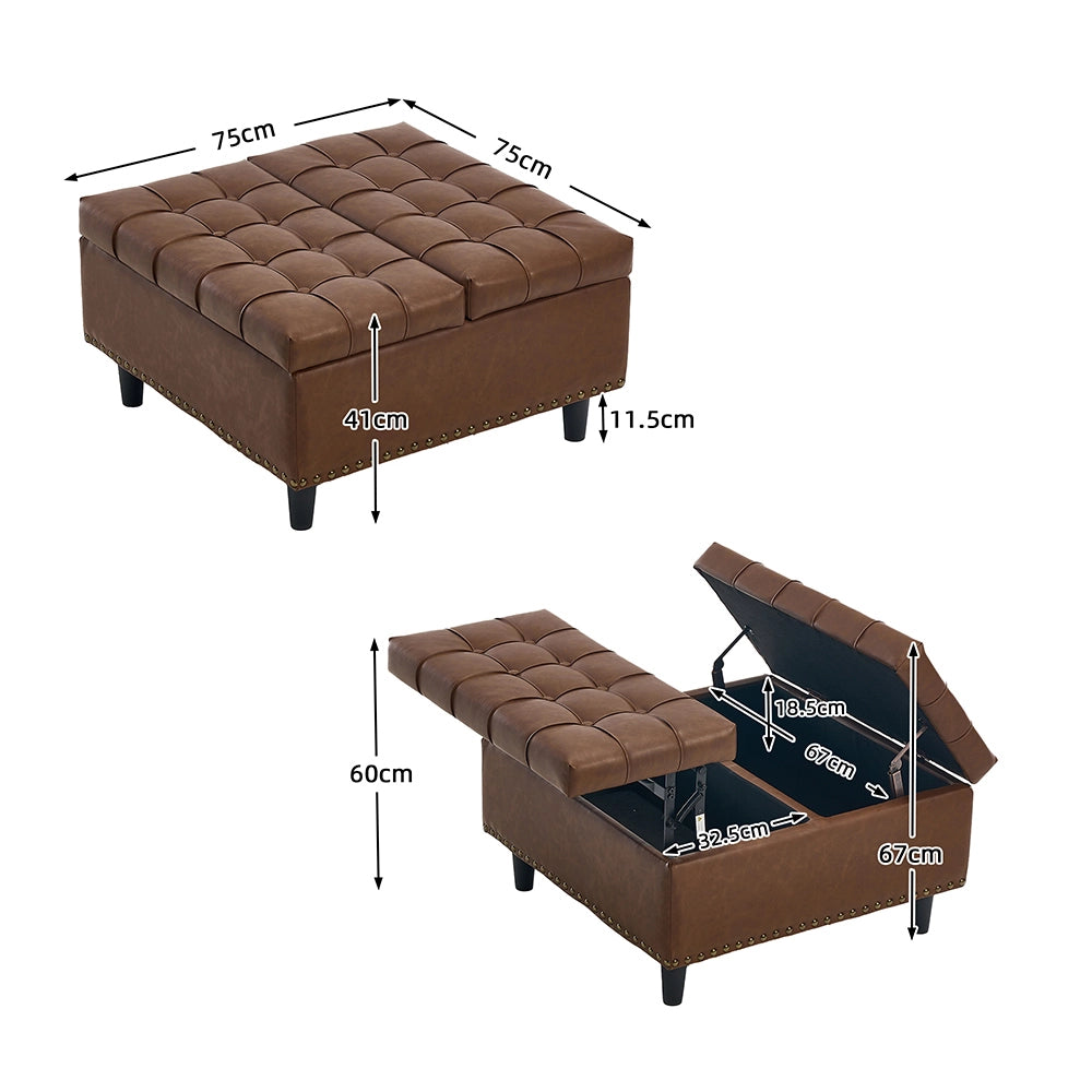 Panca-Xylo-Quadrata con spazio marrone PU salotto
