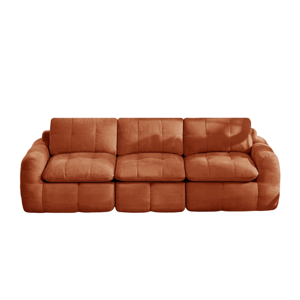 Divano modulare 3 posti - con seduta ergonomica e schienali imbottiti - chenille arancione