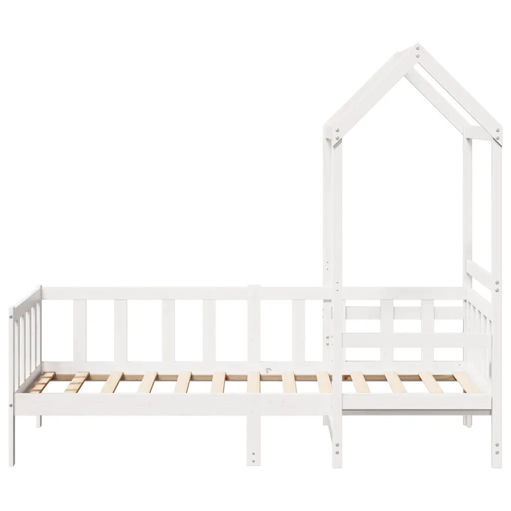 Set Dormeuse e Panca con Tetto Bianco 80x200cm Massello Pino 3282219