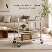 3-Tier Serving Trolley 96.5 X 55 X 90 Cm Stainless Steel