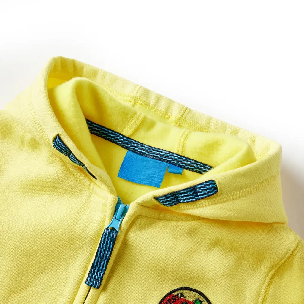 Felpa con Cappuccio e Cerniera per Bambini Giallo Chiaro 128 15124
