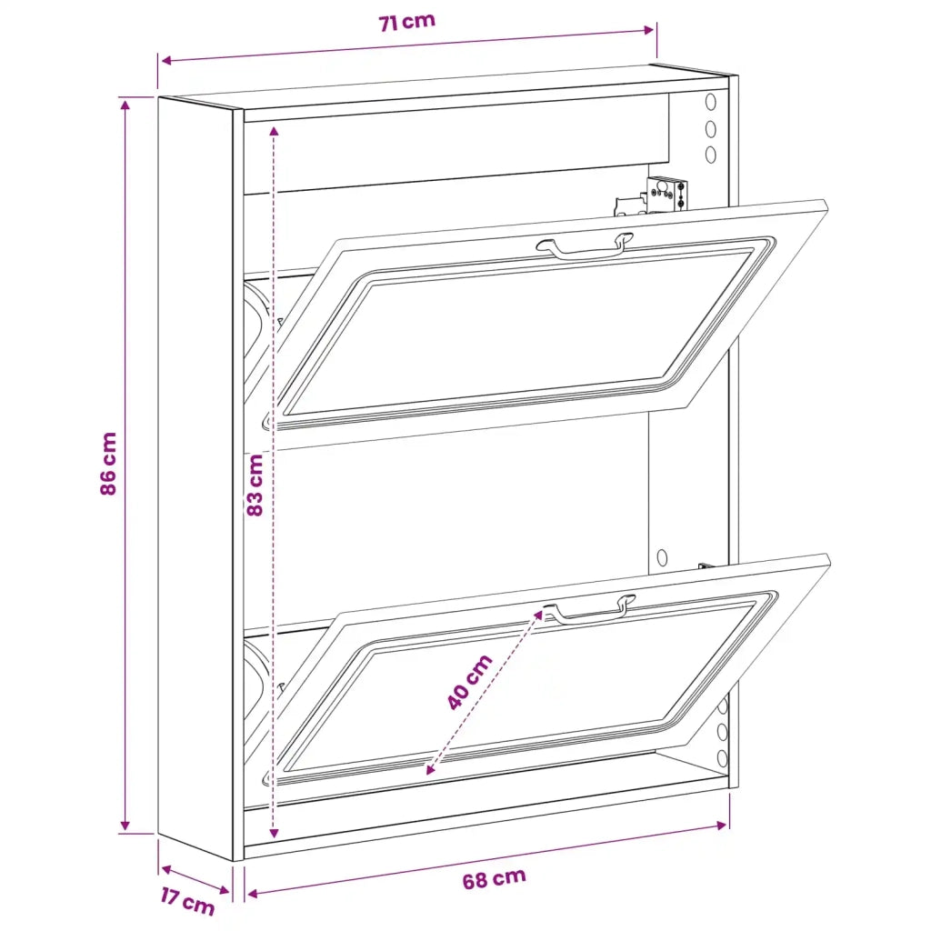 Mobiletto per Scarpe da Muro UTRECHT 71 x 17 x 86 cm Bianco 897735