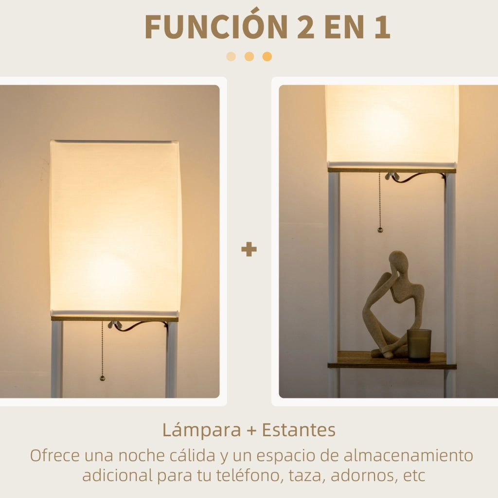 Tavolino con lampada da terra ¨C zephmum ¨C bianco 26x26x159 cm
