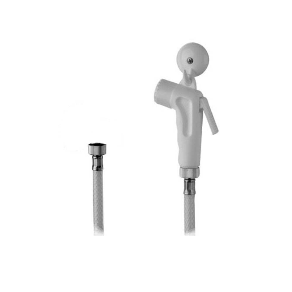 Set doccetta bidet eco con doccia a pulsante bianca, flessibile e gancio