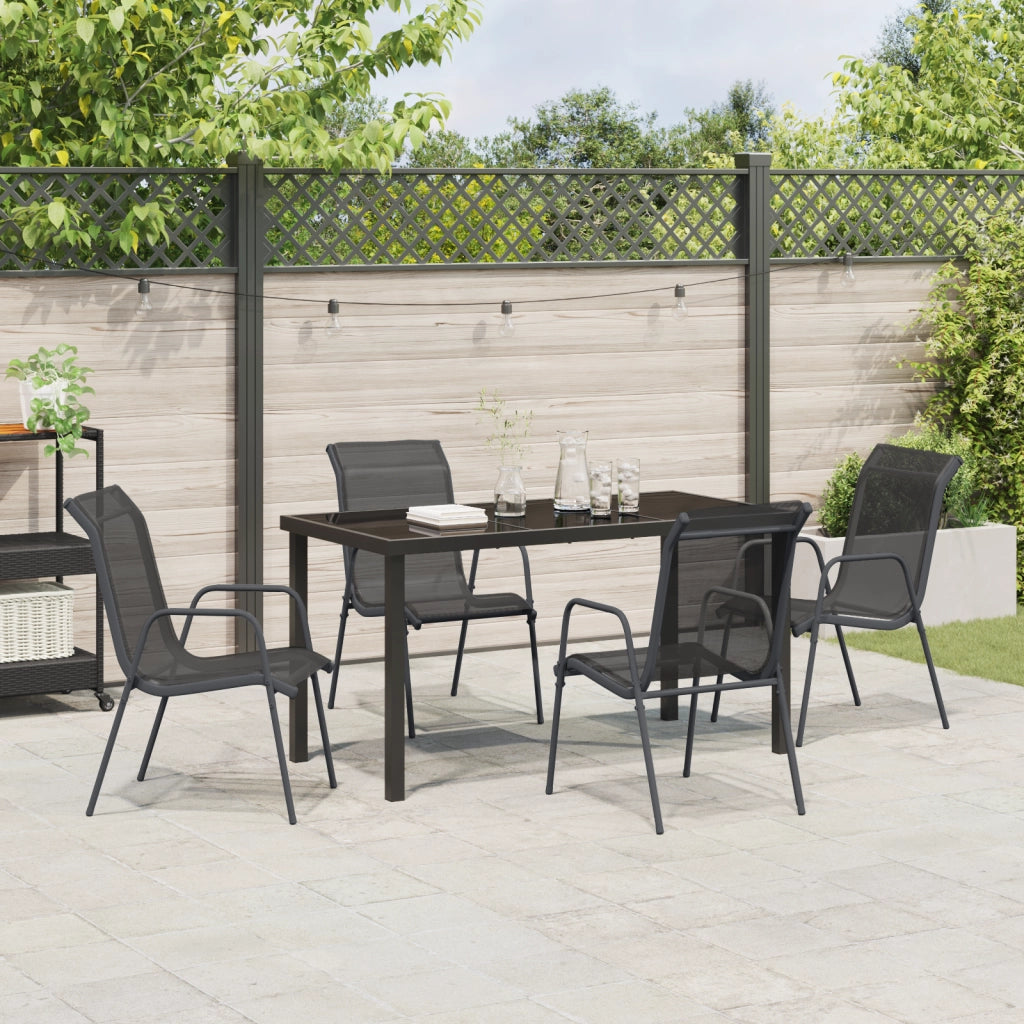 Set di Mobili da Giardino 5 Pezzi nero Textilene e Acciaio